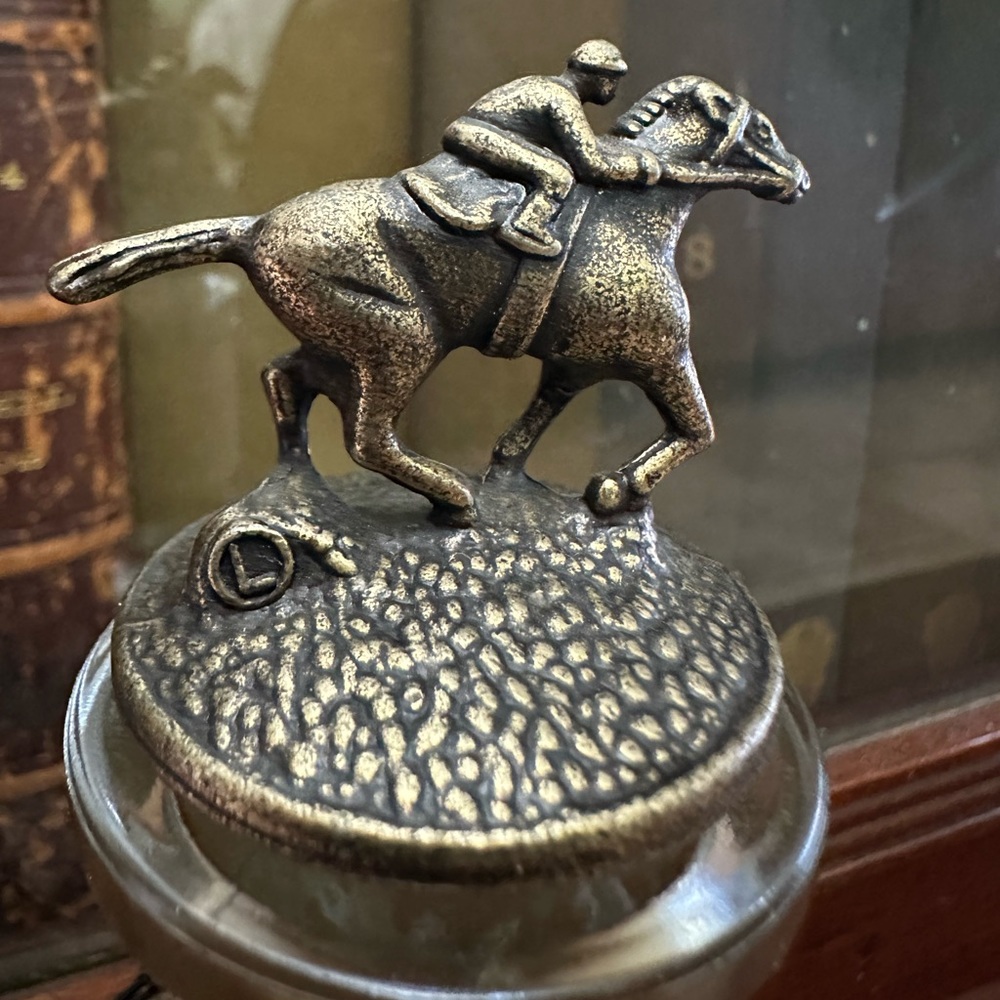Blanton’s Bourbon Whiskey Cork Bottle Stopper w/ Race Horse & Jockey Letter ‘L’.